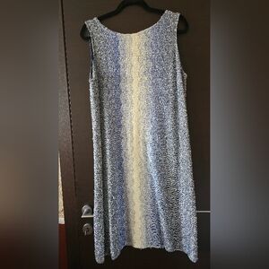 ST. JOHN  Blue and White Sleeveless Maxi Dress